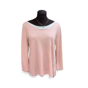 Vila Milano Womens Blush Pink Eggshell Layered Knit Top Pullover Size L NWT